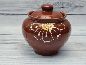 Горшочек "Русский" 0,85л 1сорт Ромашка коричневая (12) 