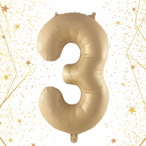 Шар фольгированный 32'/81см "Цифра "3" (шампань) (1/20)