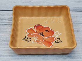 Емкость для запекания квадратная малая "Волна" Мак бежевый (4)