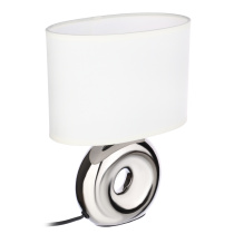 Светильник переносной наст. Осло, 25см, Е14, 40Вт, 230В,кер,текстиль,белый/серебр. BY (1/18)