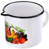 Кружка 1,0л с нос. б/кр, Восточные дары (белая) эмаль(1/18)