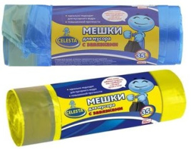 Мешки для мусора с завязками 35л, 30шт., в асоортим. (30)