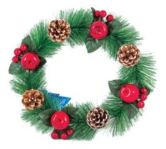 Венок Новогодний  25см(ПВХ,пласт.мет) (1/40)