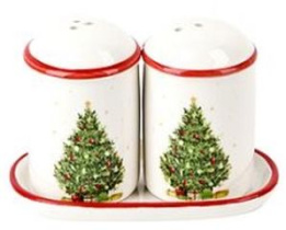 "Новогодняя ель" Набор для специй 2пр на подставке (керам) п/у (1/72)