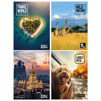 Тетрадь А4 48л. в клетку, БЕЛЫЕ ЛИСТЫ, обложка картон 240г/м2, скрепка, 4 диз ClipStudio (1/50)