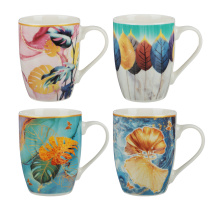 Кружка 340мл, Пальметта фарфор, 4 диз,MILLIMI (12/48) 
