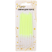 Свечи в торт "Happy" 8 шт. 12,5 см, желтый (24/24)