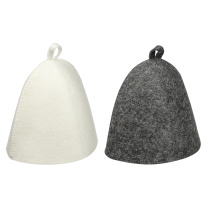 Шапка банная без вышивки Амонд (эконом), войлок белый/серый (10/10)