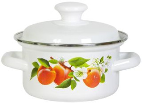 Кастрюля  1,0л с/дек (белая) эмаль(12)