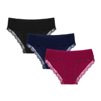 Трусы-слипы женские с кружевом, 95% хлопок, 5% спандекс, р-ры 42-48, 2-3 цвета GALANTE (12/360)
