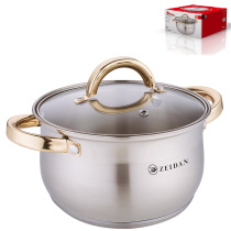 Кастрюля 4,0 л, ст/кр, 5-ти степов.капсул.индукц.дно, ручки под золото, п/у (нжс)(1/6)