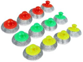 Набор губок  4шт д/кухни (металл) с пл. ручкой 3-х цветные VETTA (1/10/100)