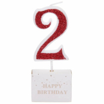 Свеча для торта Цифра Иллюзия "2" 9.5 см, красный (1/50)
