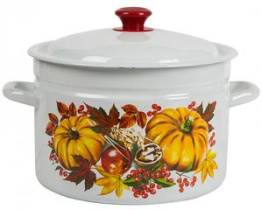 Кастрюля  8,0л цил, с/дек (белая) эмаль(2)