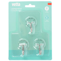 Крючки самоклеящиеся, 6х6 см, 3 штуки в комплекте, ПВХ VETTA (20/300)