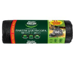 Пакеты д/мусора 60л/15шт (с завязк.) Master FRESH MFGB60-15R (1/25)