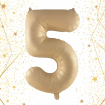 Шар фольгированный 32'/81см "Цифра "5" (шампань) (1/20)