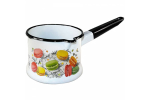 Ковш 1,0л б/кр Цветочное печенье мет/руч  (белая) эмаль (8)