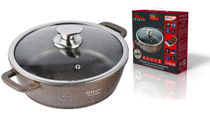 Жаровня 5,0л каменное покр, ст/кр, инд. дно, силикон.накл, п/у (лит.алюм) (1/6)