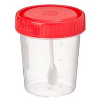 Контейнер для биоматериалов, стерильный с ложкой 60мл (пластик) (1/100)