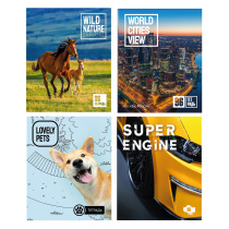 Тетрадь общая, 96 лист., в клетку, БЕЛЫЕ ЛИСТЫ, обложка - картон, скрепка, 4диз ClipStudio (1/50)